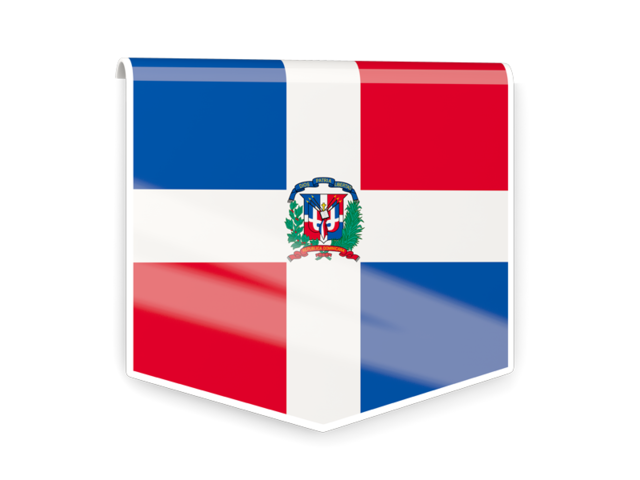 Квадратный флаг-этикетка. Скачать флаг. Доминиканская Республика
