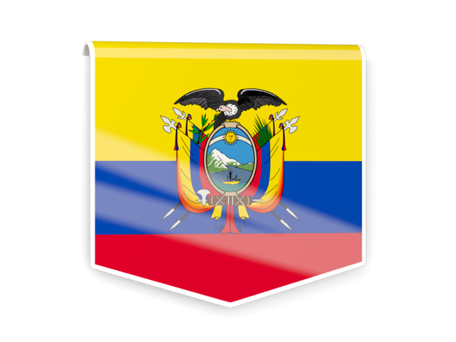Квадратный флаг-этикетка. Скачать флаг. Эквадор