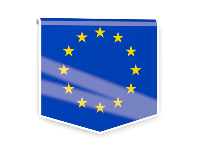 Квадратный флаг-этикетка. Скачать флаг. Европейский союз