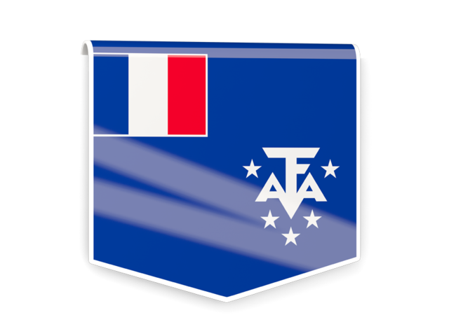 Квадратный флаг-этикетка. Скачать флаг. Французские Южные и Антарктические территории