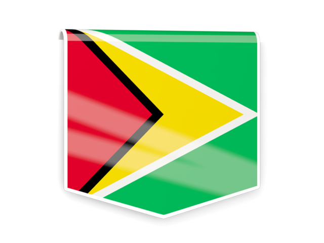 Квадратный флаг-этикетка. Скачать флаг. Гайана