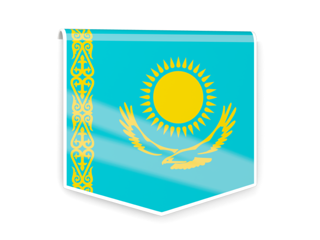 Квадратный флаг-этикетка. Скачать флаг. Казахстан