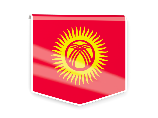Square flag label. Download flag icon of Kyrgyzstan at PNG format