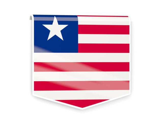 Квадратный флаг-этикетка. Скачать флаг. Либерия