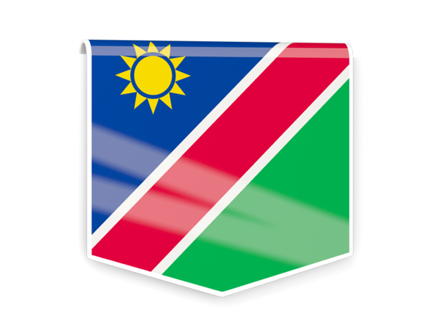 Квадратный флаг-этикетка. Скачать флаг. Намибия