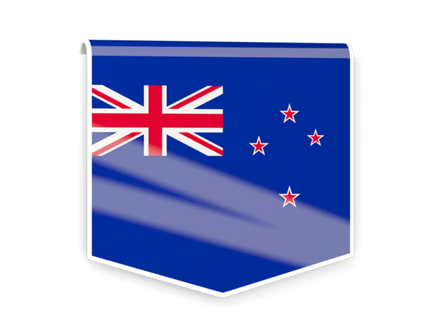 Квадратный флаг-этикетка. Скачать флаг. Новая Зеландия