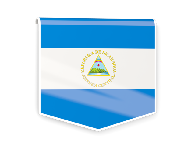 Квадратный флаг-этикетка. Скачать флаг. Никарагуа
