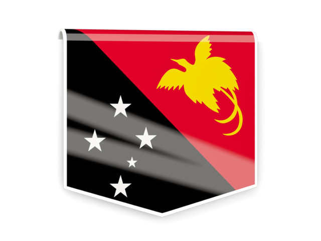 Квадратный флаг-этикетка. Скачать флаг. Папуа — Новая Гвинея