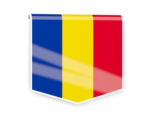 Квадратный флаг-этикетка. Скачать флаг. Румыния