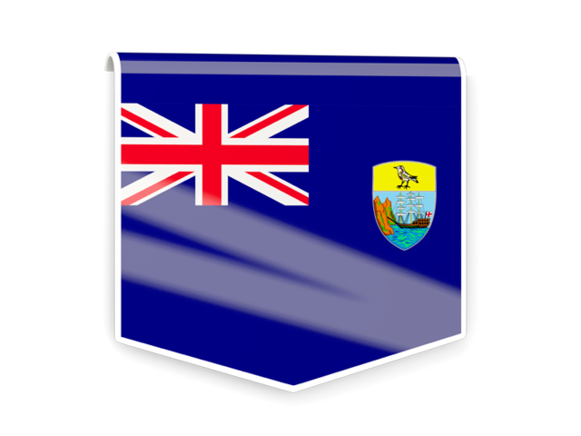 Квадратный флаг-этикетка. Скачать флаг. Острова Святой Елены, Вознесения и Тристан-да-Кунья