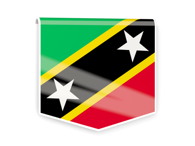 Квадратный флаг-этикетка. Скачать флаг. Сент-Китс и Невис