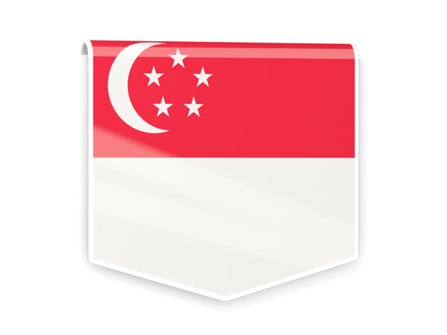 Квадратный флаг-этикетка. Скачать флаг. Сингапур