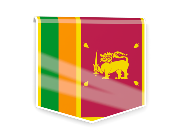Квадратный флаг-этикетка. Скачать флаг. Шри-Ланка