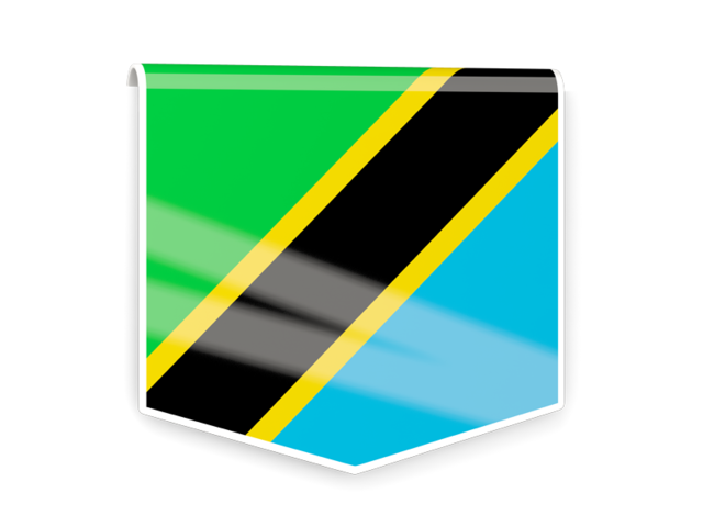 Квадратный флаг-этикетка. Скачать флаг. Танзания