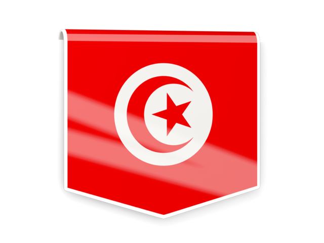 Квадратный флаг-этикетка. Скачать флаг. Тунис