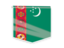 Turkmenistan. Square flag label. Download icon.