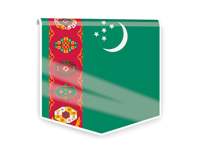 Square flag label. Download flag icon of Turkmenistan at PNG format