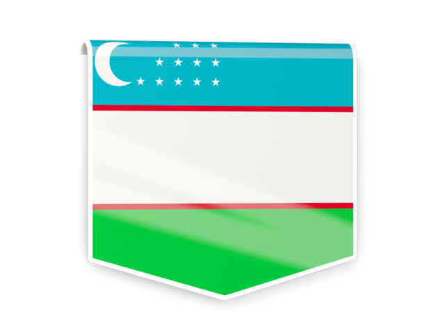 Square flag label. Download flag icon of Uzbekistan at PNG format