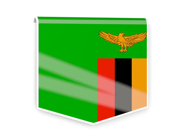 Квадратный флаг-этикетка. Скачать флаг. Замбия
