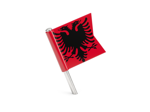 Квадратный флажок-булавка. Скачать флаг. Албания