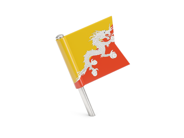 Квадратный флажок-булавка. Скачать флаг. Бутан