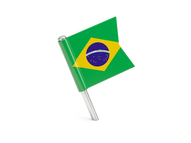 Квадратный флажок-булавка. Скачать флаг. Бразилия