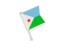 Djibouti. Square flag pin. Download icon.