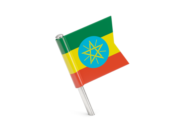 Квадратный флажок-булавка. Скачать флаг. Эфиопия