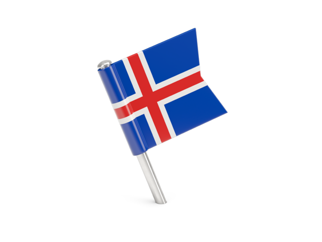 Квадратный флажок-булавка. Скачать флаг. Исландия