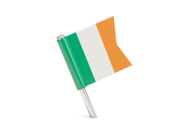 Квадратный флажок-булавка. Скачать флаг. Ирландия