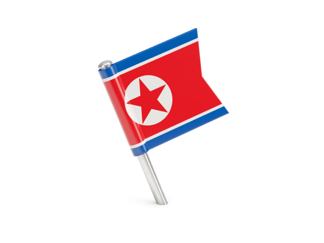 Квадратный флажок-булавка. Скачать флаг. Северная Корея