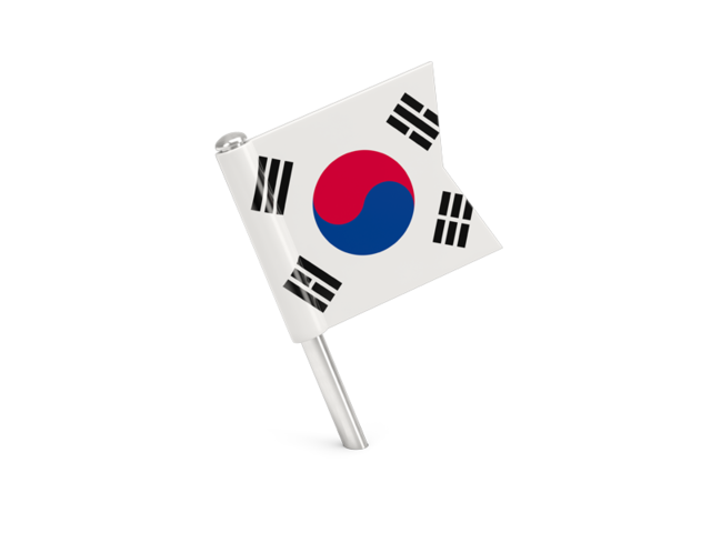 Квадратный флажок-булавка. Скачать флаг. Южная Корея