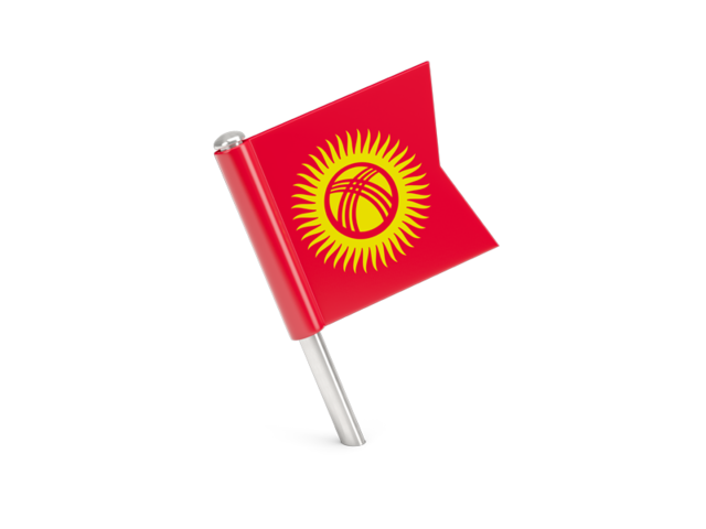 Квадратный флажок-булавка. Скачать флаг. Киргизия