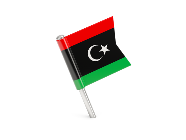 Квадратный флажок-булавка. Скачать флаг. Ливия