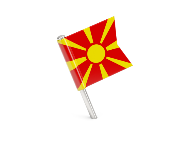 Квадратный флажок-булавка. Скачать флаг. Македония