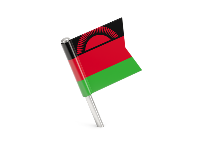 Квадратный флажок-булавка. Скачать флаг. Малави