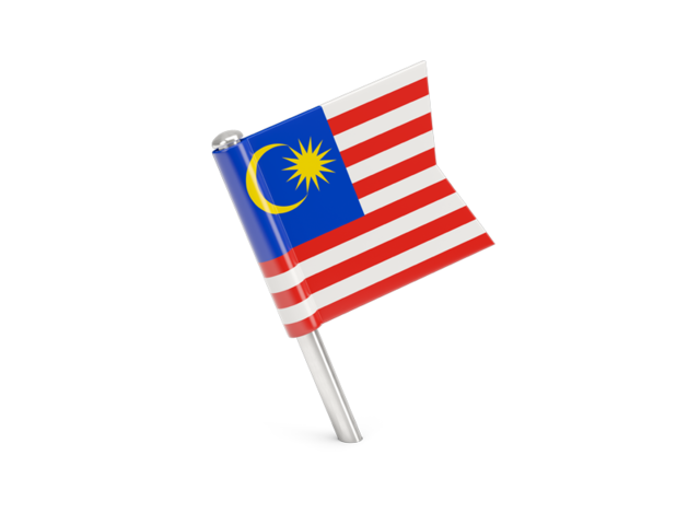 Квадратный флажок-булавка. Скачать флаг. Малайзия
