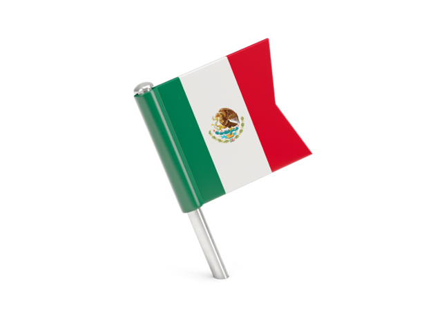 Квадратный флажок-булавка. Скачать флаг. Мексика