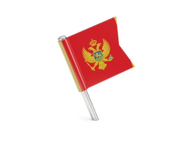 Квадратный флажок-булавка. Скачать флаг. Черногория