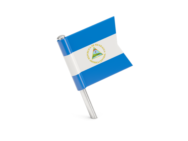 Квадратный флажок-булавка. Скачать флаг. Никарагуа
