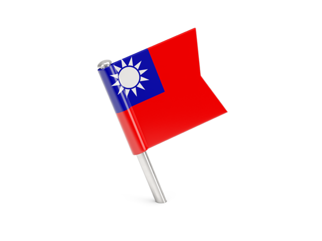 Квадратный флажок-булавка. Скачать флаг. Тайвань