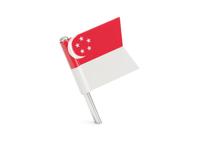 Квадратный флажок-булавка. Скачать флаг. Сингапур