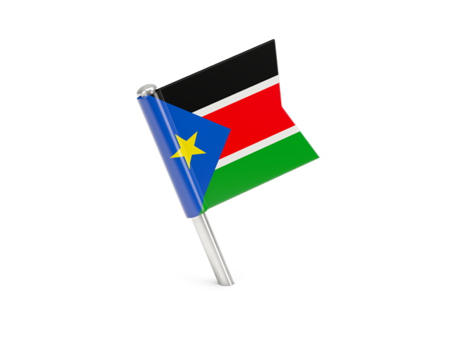 Квадратный флажок-булавка. Скачать флаг. Южный Судан