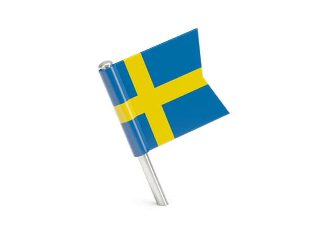 Квадратный флажок-булавка. Скачать флаг. Швеция