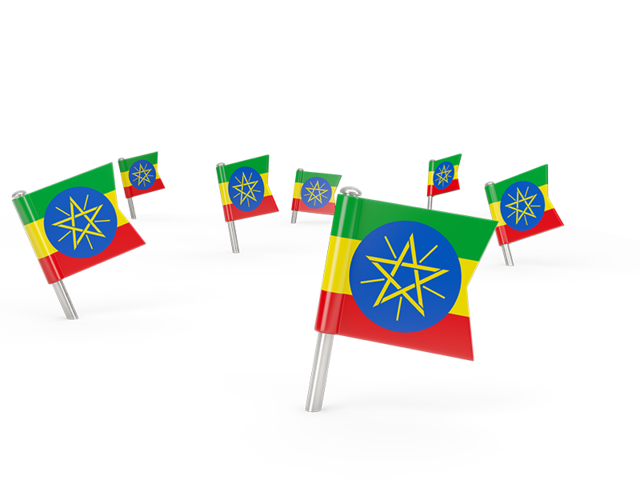 Квадратные флажки. Скачать флаг. Эфиопия