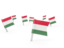 Hungary. Square flag pins. Download icon.