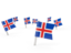 Iceland. Square flag pins. Download icon.