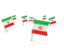 Iran. Square flag pins. Download icon.