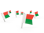 Madagascar. Square flag pins. Download icon.