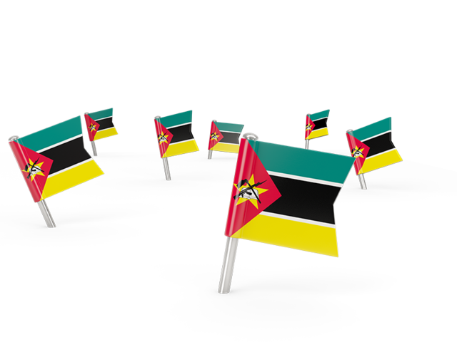 Квадратные флажки. Скачать флаг. Мозамбик